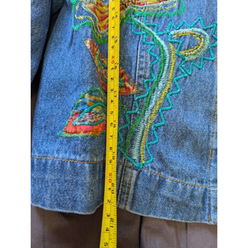 COLDWATER CREEK FLORAL EMBROIDERED & BEADED DENIM JEAN JACKET SZ PL EXC COND! - Picture 10 of 13